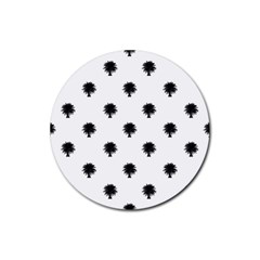 Black And White Tropical Print Pattern Rubber Coaster (round)  by dflcprintsclothing