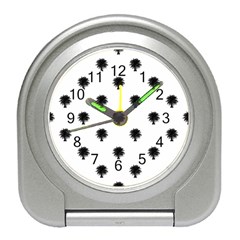 Black And White Tropical Print Pattern Travel Alarm Clock