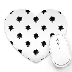 Black And White Tropical Print Pattern Heart Mousepads