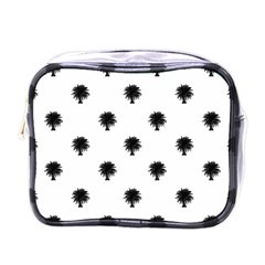 Black And White Tropical Print Pattern Mini Toiletries Bag (one Side) by dflcprintsclothing