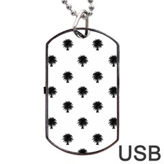 Black And White Tropical Print Pattern Dog Tag Usb Flash (one Side) by dflcprintsclothing