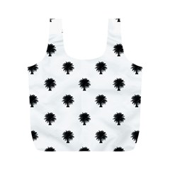 Black And White Tropical Print Pattern Full Print Recycle Bag (m)