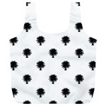 Black And White Tropical Print Pattern Full Print Recycle Bag (XL) Front