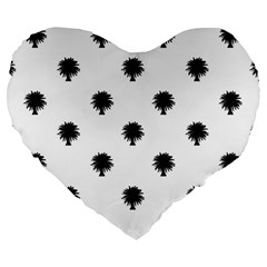 Black And White Tropical Print Pattern Large 19  Premium Flano Heart Shape Cushions by dflcprintsclothing