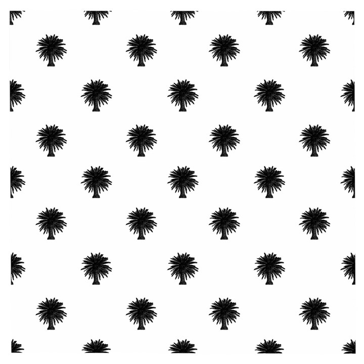 Black And White Tropical Print Pattern Wooden Puzzle Square