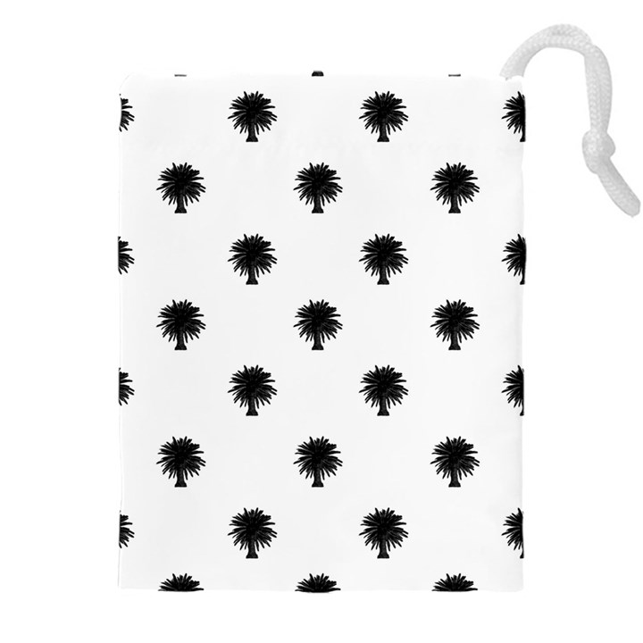 Black And White Tropical Print Pattern Drawstring Pouch (5XL)