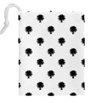 Black And White Tropical Print Pattern Drawstring Pouch (5XL) Back