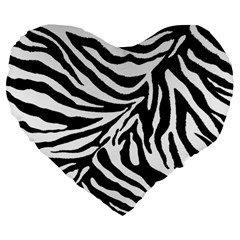 Zebra 1 Large 19  Premium Heart Shape Cushions by dressshop