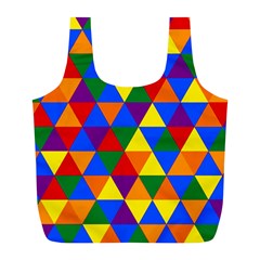 Gay Pride Alternating Rainbow Triangle Pattern Full Print Recycle Bag (l) by VernenInk