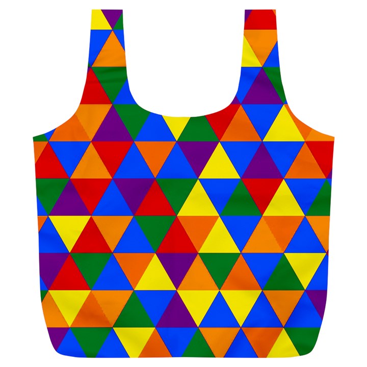 Gay Pride Alternating Rainbow Triangle Pattern Full Print Recycle Bag (XL)