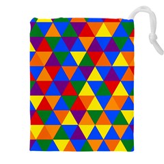 Gay Pride Alternating Rainbow Triangle Pattern Drawstring Pouch (4xl) by VernenInk