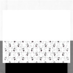 Children With Backpack Cartoon Drawing Print Pattern Rectangular Jigsaw Puzzl by dflcprintsclothing