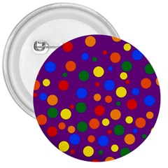 Gay Pride Rainbow Multicolor Dots 3  Buttons by VernenInk