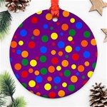 Gay Pride Rainbow Multicolor Dots Ornament (Round) Front