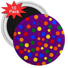 Gay Pride Rainbow Multicolor Dots 3  Magnets (10 Pack) 