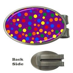 Gay Pride Rainbow Multicolor Dots Money Clips (oval) 