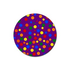 Gay Pride Rainbow Multicolor Dots Rubber Coaster (round)  by VernenInk