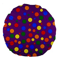 Gay Pride Rainbow Multicolor Dots Large 18  Premium Round Cushions by VernenInk