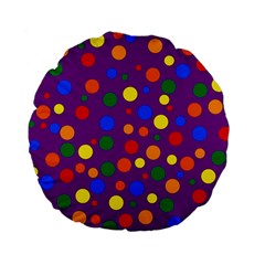 Gay Pride Rainbow Multicolor Dots Standard 15  Premium Flano Round Cushions by VernenInk