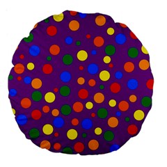 Gay Pride Rainbow Multicolor Dots Large 18  Premium Flano Round Cushions