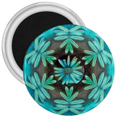 Blue Florals As A Ornate Contemplative Collage 3  Magnets by pepitasart