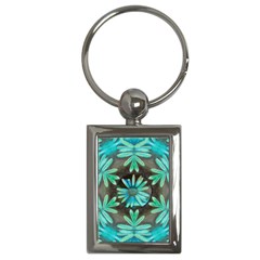 Blue Florals As A Ornate Contemplative Collage Key Chain (Rectangle)