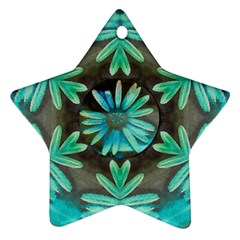 Blue Florals As A Ornate Contemplative Collage Star Ornament (two Sides) by pepitasart