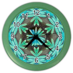 Blue Florals As A Ornate Contemplative Collage Color Wall Clock by pepitasart