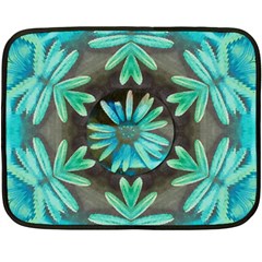 Blue Florals As A Ornate Contemplative Collage Double Sided Fleece Blanket (Mini) 