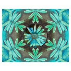 Blue Florals As A Ornate Contemplative Collage Double Sided Flano Blanket (medium)  by pepitasart