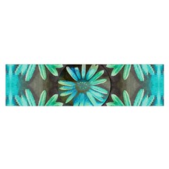 Blue Florals As A Ornate Contemplative Collage Satin Scarf (Oblong)