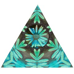 Blue Florals As A Ornate Contemplative Collage Wooden Puzzle Triangle by pepitasart