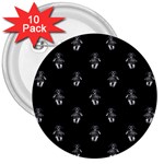 Creepy Skull Doll Motif Print Pattern 3  Buttons (10 pack)  Front