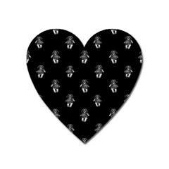 Creepy Skull Doll Motif Print Pattern Heart Magnet by dflcprintsclothing