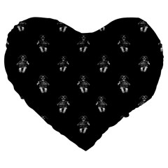 Creepy Skull Doll Motif Print Pattern Large 19  Premium Flano Heart Shape Cushions