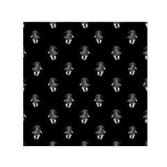 Creepy Skull Doll Motif Print Pattern Small Satin Scarf (square)