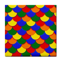 Gay Pride Scalloped Scale Pattern Tile Coaster