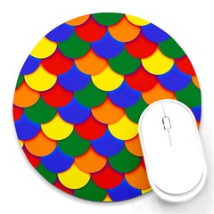 Gay Pride Scalloped Scale Pattern Round Mousepads by VernenInk