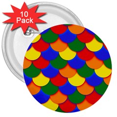 Gay Pride Scalloped Scale Pattern 3  Buttons (10 Pack)  by VernenInk