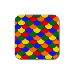 Gay Pride Scalloped Scale Pattern Rubber Coaster (square)  by VernenInk