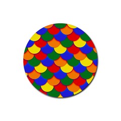 Gay Pride Scalloped Scale Pattern Rubber Coaster (round)  by VernenInk