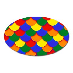 Gay Pride Scalloped Scale Pattern Oval Magnet by VernenInk