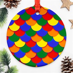 Gay Pride Scalloped Scale Pattern Round Ornament (two Sides)