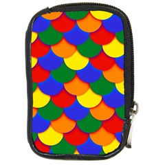 Gay Pride Scalloped Scale Pattern Compact Camera Leather Case by VernenInk