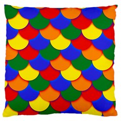 Gay Pride Scalloped Scale Pattern Large Cushion Case (two Sides) by VernenInk