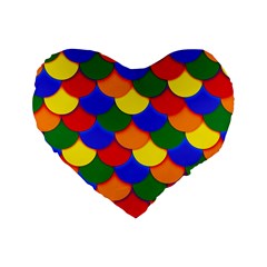 Gay Pride Scalloped Scale Pattern Standard 16  Premium Heart Shape Cushions by VernenInk