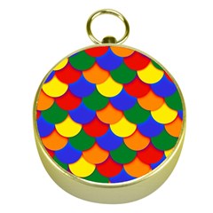 Gay Pride Scalloped Scale Pattern Gold Compasses