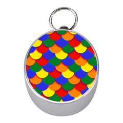 Gay Pride Scalloped Scale Pattern Mini Silver Compasses