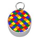 Gay Pride Scalloped Scale Pattern Mini Silver Compasses Front