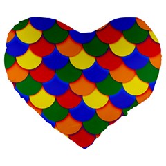 Gay Pride Scalloped Scale Pattern Large 19  Premium Flano Heart Shape Cushions by VernenInk